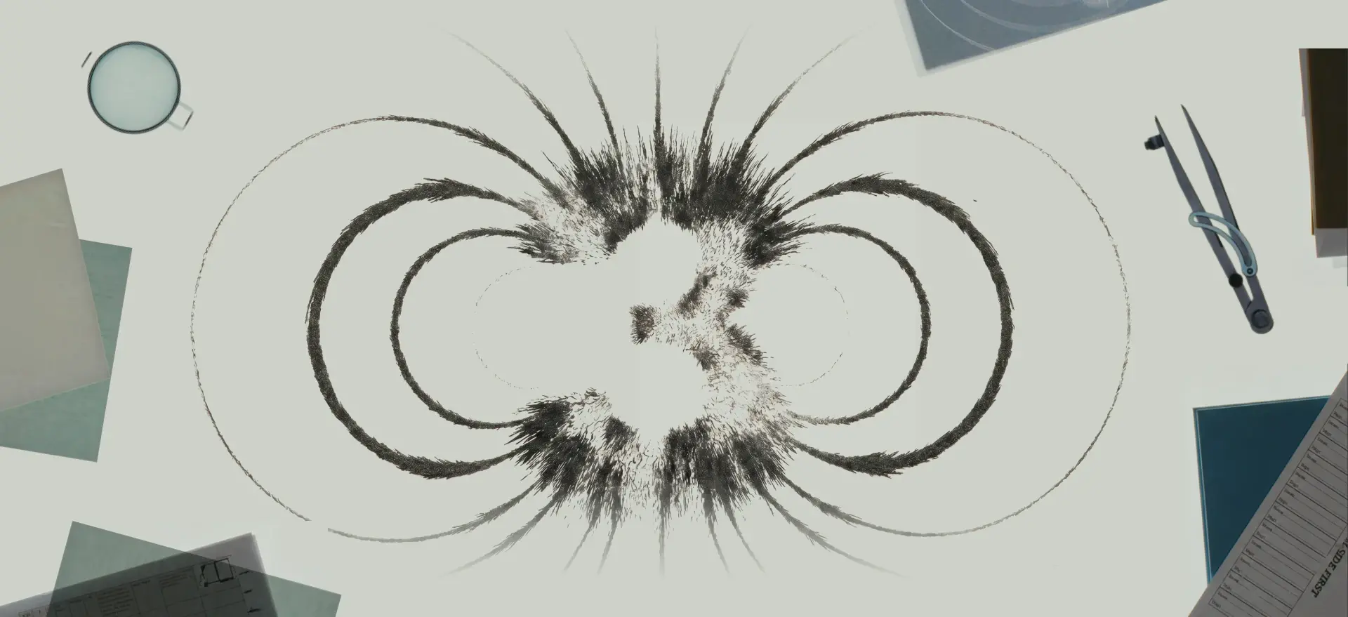 Official Kimi K3 launch artwork showing a large ink-drawn infinity symbol across a worktable