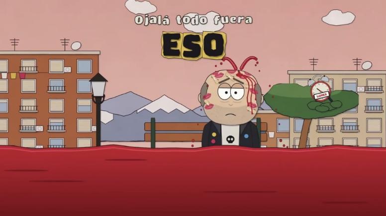 Frame from the lyric video Ojalá todo fueran huesos, Parquesvr